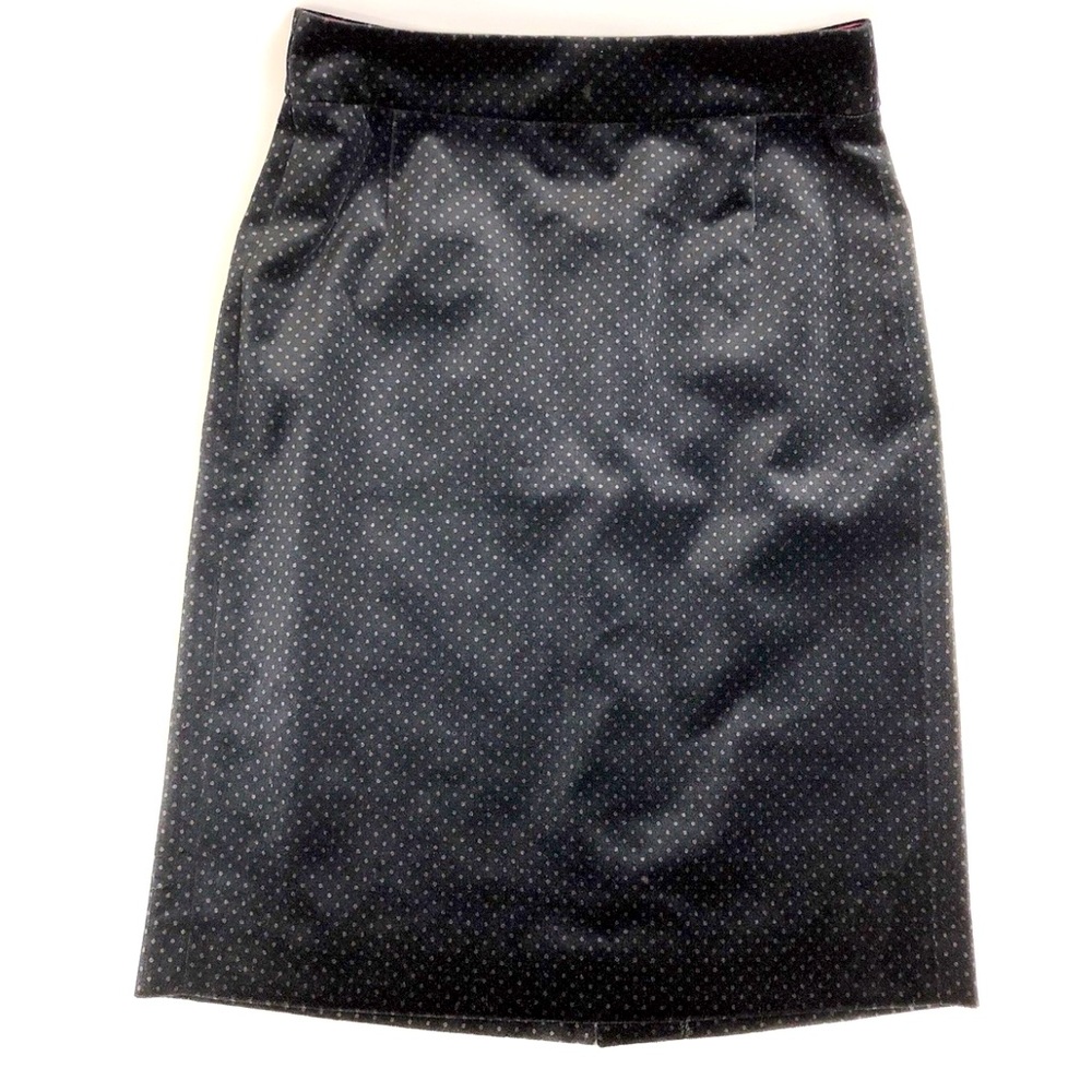 J. Crew Women 2 Black Velvet Dot Straight Pencil Skirt